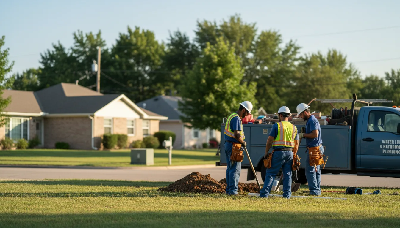 Residential water line and bathroom plumbing service in Alden, IA